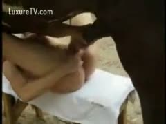 An amateur wife of legal age who is sensational and has a little physique that a horse is penetrating